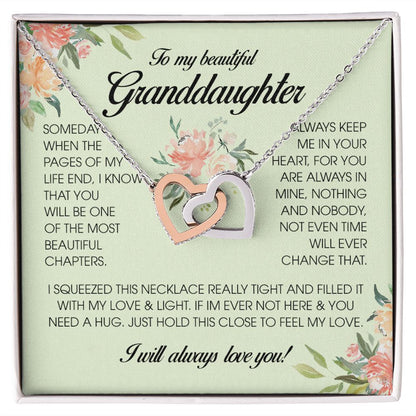 To My Beautiful Granddaughter, Interlocking Heart Necklace