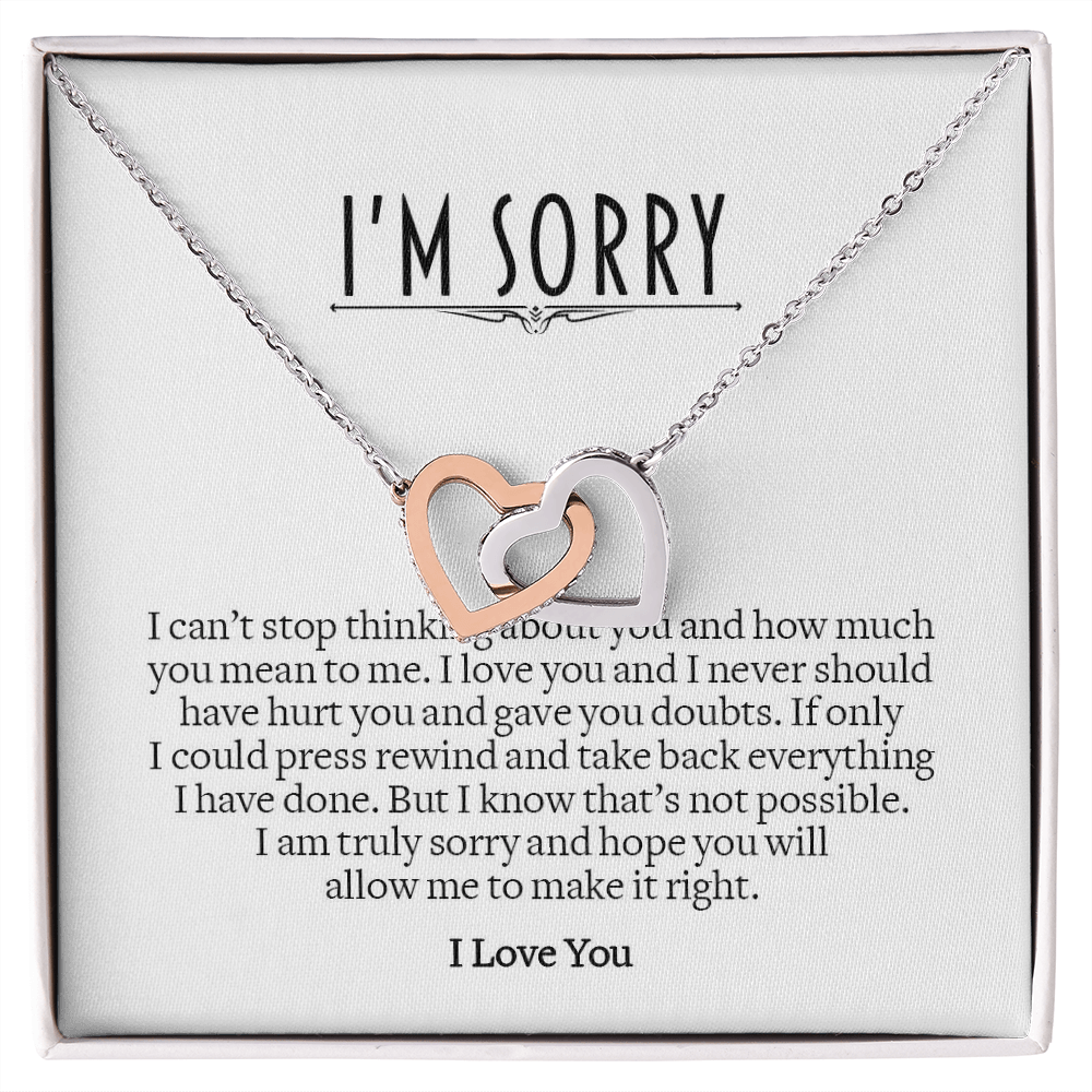Apology Gift for Her, Interlocking Hearts Necklace