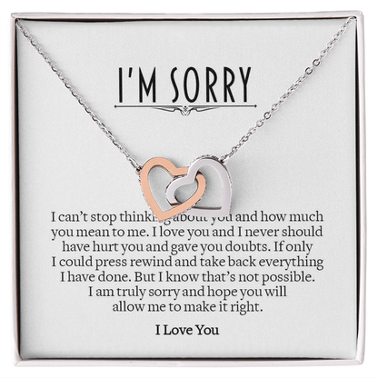 Apology Gift for Her, Interlocking Hearts Necklace