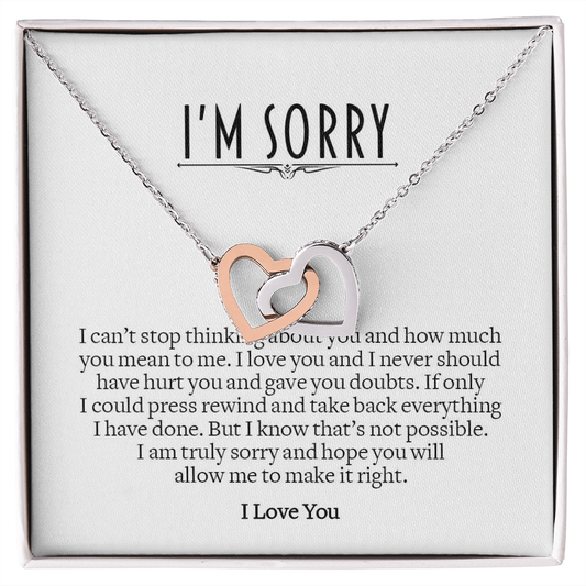 Apology Gift for Her, Interlocking Hearts Necklace