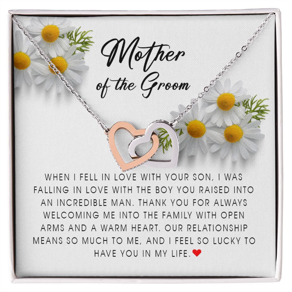 Mother of The Groom Gift, Interlocking Heart Necklace
