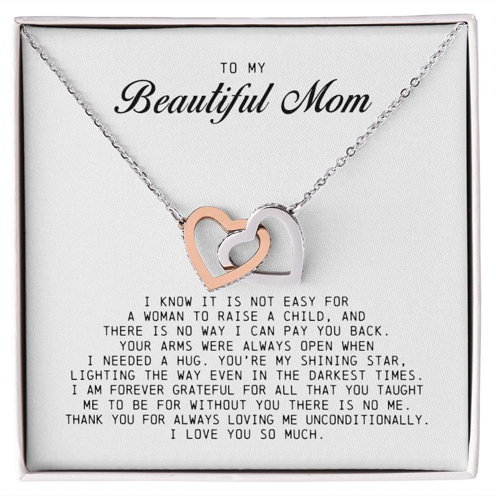 To My Beautiful Mom, Interlocking Hearts Necklace