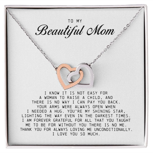 To My Beautiful Mom, Interlocking Hearts Necklace