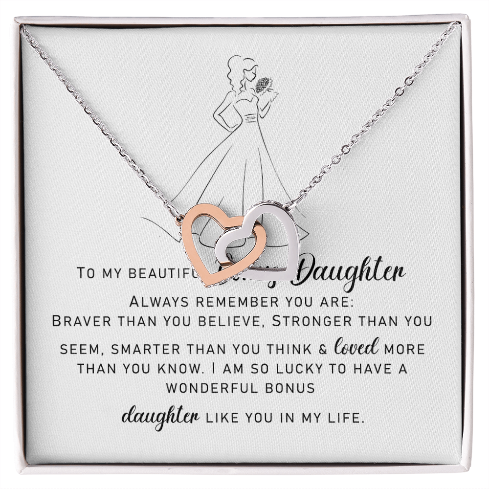 To My Bonus Daughter, Interlocking Hearts Necklace