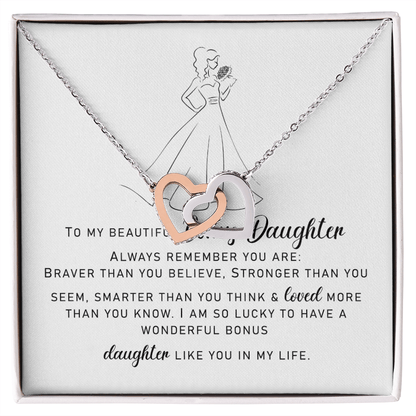 To My Bonus Daughter, Interlocking Hearts Necklace