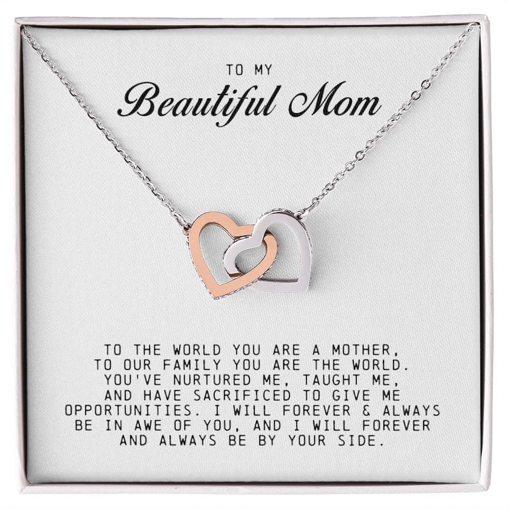 To my Beautiful Mom, Interlocking Hearts Necklace