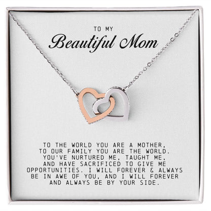 To my Beautiful Mom, Interlocking Hearts Necklace