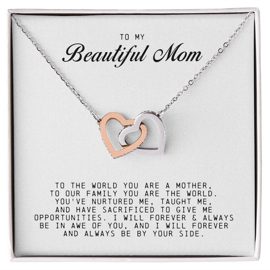 To my Beautiful Mom, Interlocking Hearts Necklace