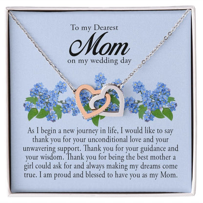 To My Dearest Mom on My Wedding Day, Interlocking Heart Necklace