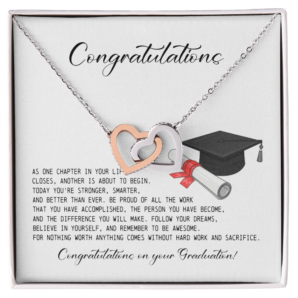 Graduation Gift for Her, Interlocking Hearts Necklace