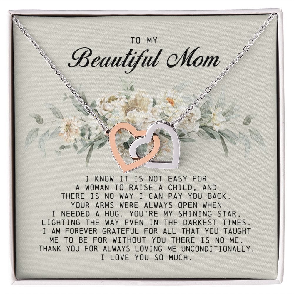 To My Beautiful Mom, Interlocking Hearts Necklace