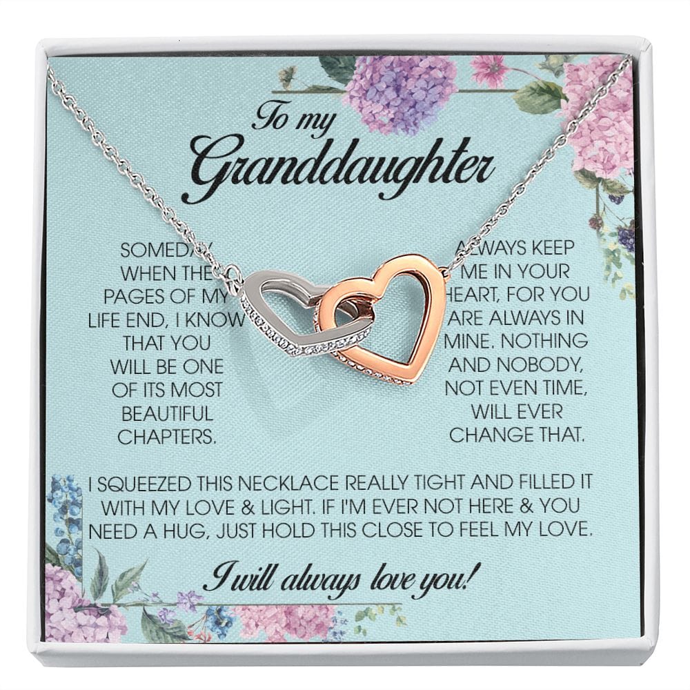 To My Granddaughter, Interlocking Heart Necklace