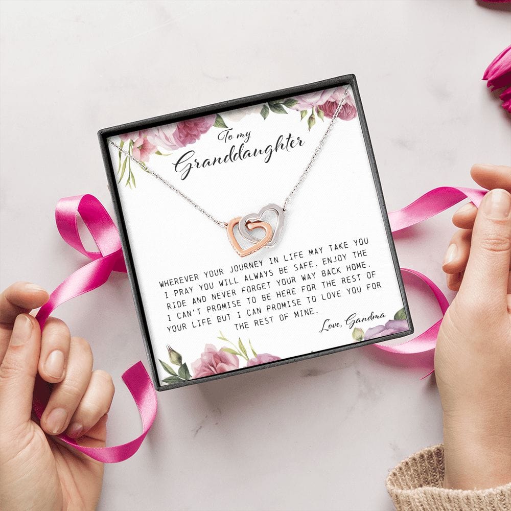 To My Granddaughter, Interlocking Hearts Necklace