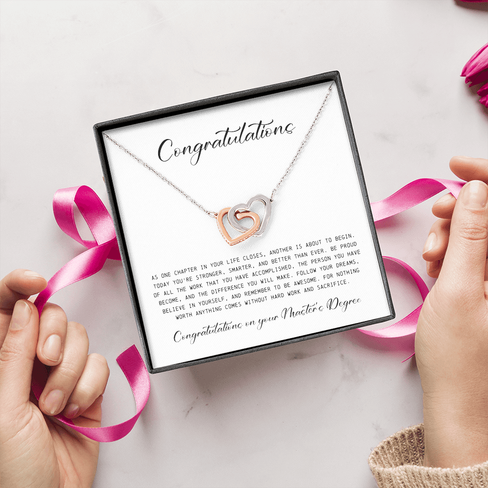 Master's Degree Gift for Her, Interlocking Hearts Necklace