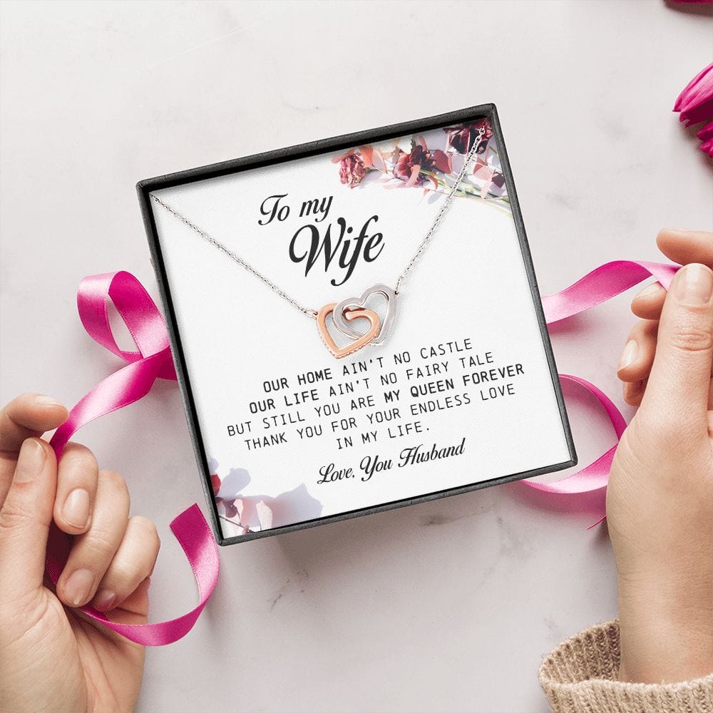 To My Wife, Interlocking Hearts Necklace