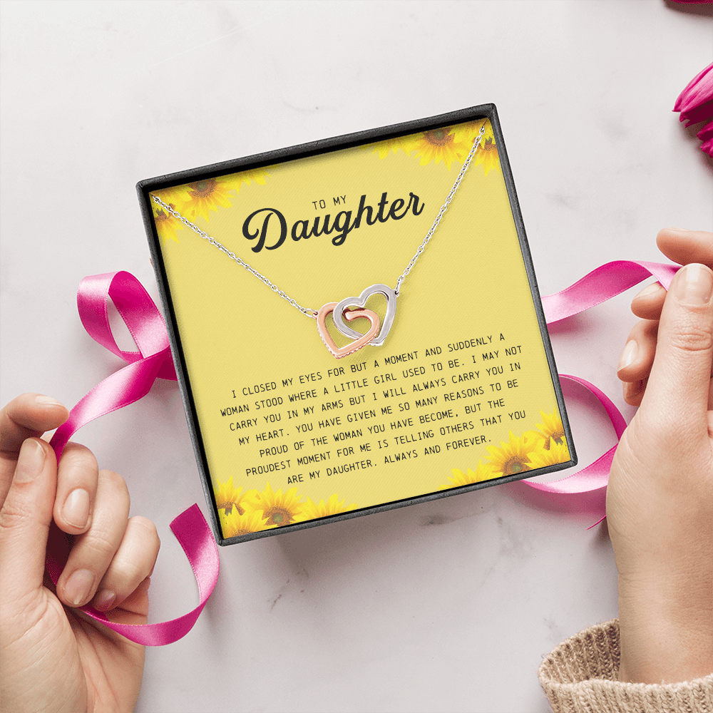 To My Daughter, Interlocking Hearts Necklace