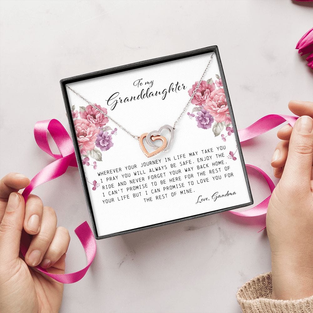 To My Granddaughter, Interlocking Hearts Necklace