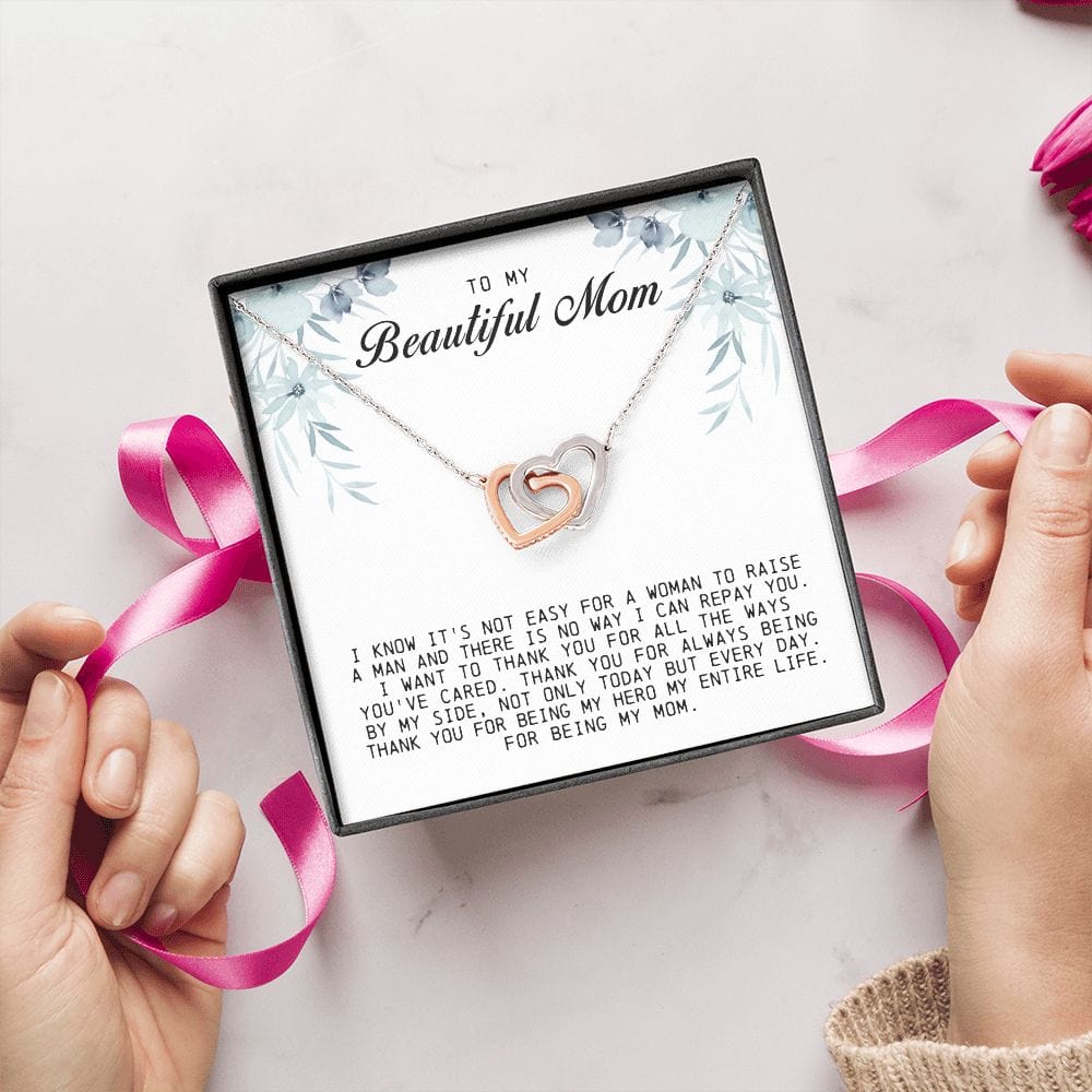 To my Beautiful Mom, Interlocking Hearts Necklace