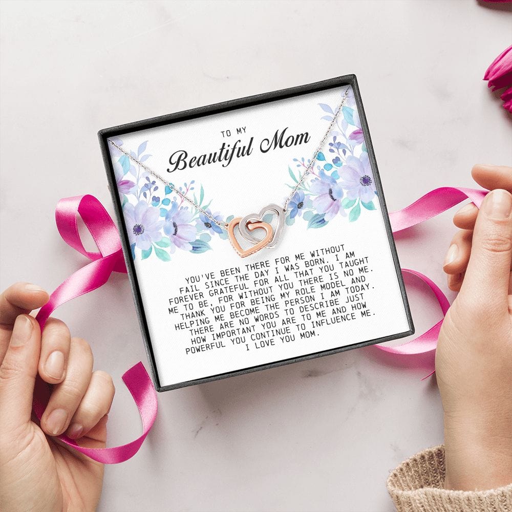 To my Beautiful Mom, Interlocking Hearts Necklace