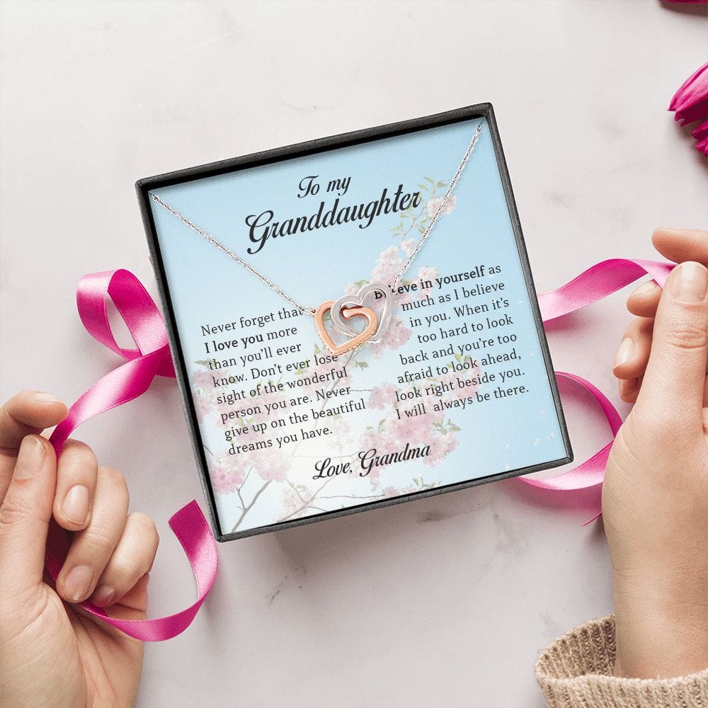 To My Granddaughter, Interlocking Hearts Necklace