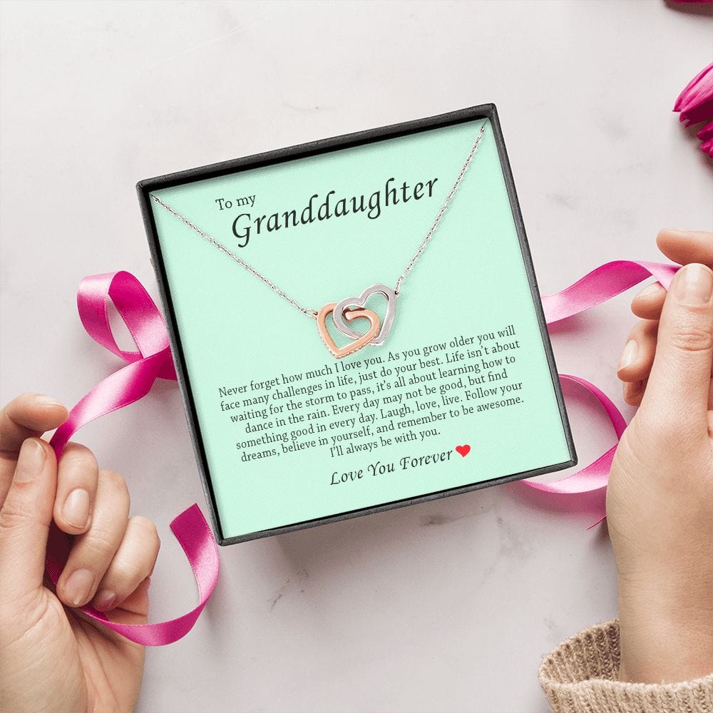 To My Granddaughter, Interlocking Hearts Necklace