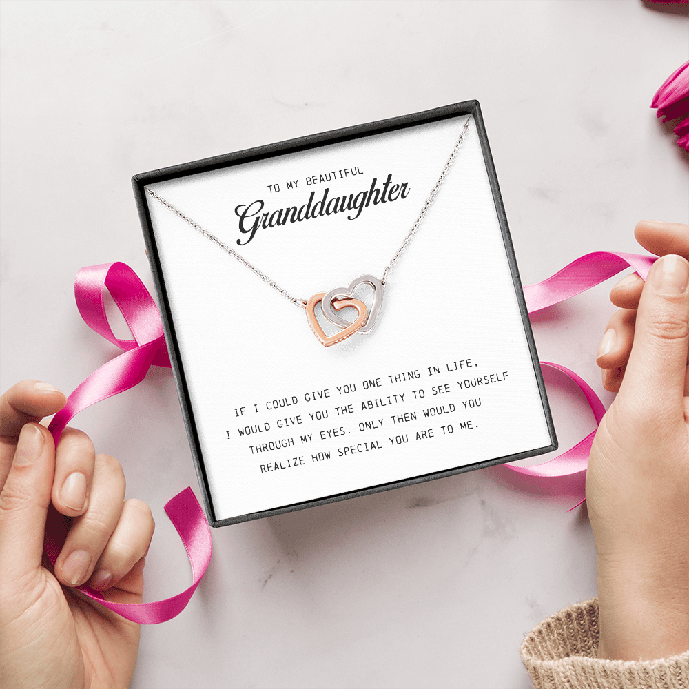 To My Beautiful Granddaughter, Interlocking Hearts Necklace