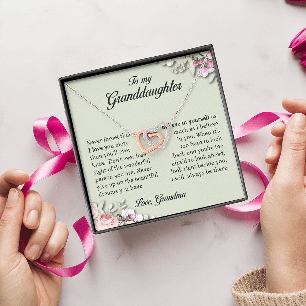 To My Granddaughter, Interlocking Hearts Necklace