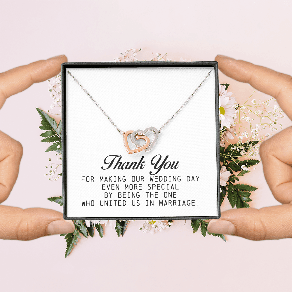 Marriage Officiant Gift, Interlocking Hearts Necklace