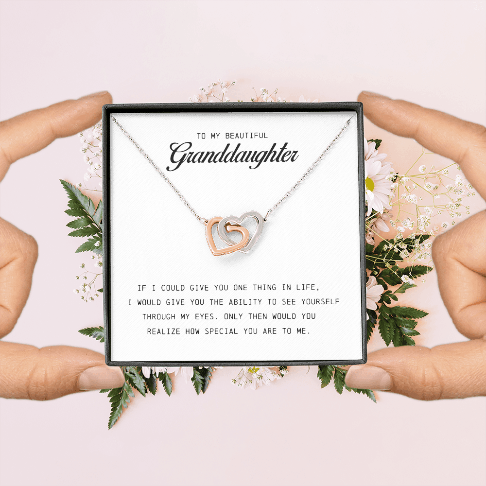 To My Beautiful Granddaughter, Interlocking Hearts Necklace