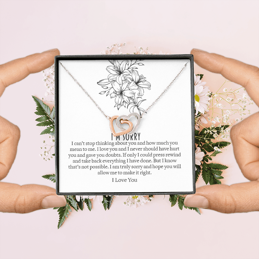 I'm Sorry Jewelry, Interlocking Hearts Necklace