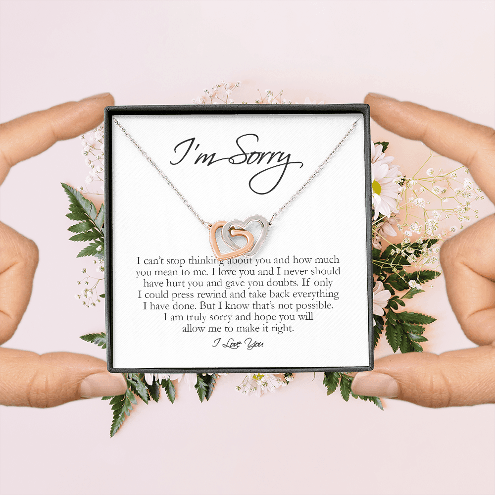I'm Sorry Card, Interlocking Hearts Necklace