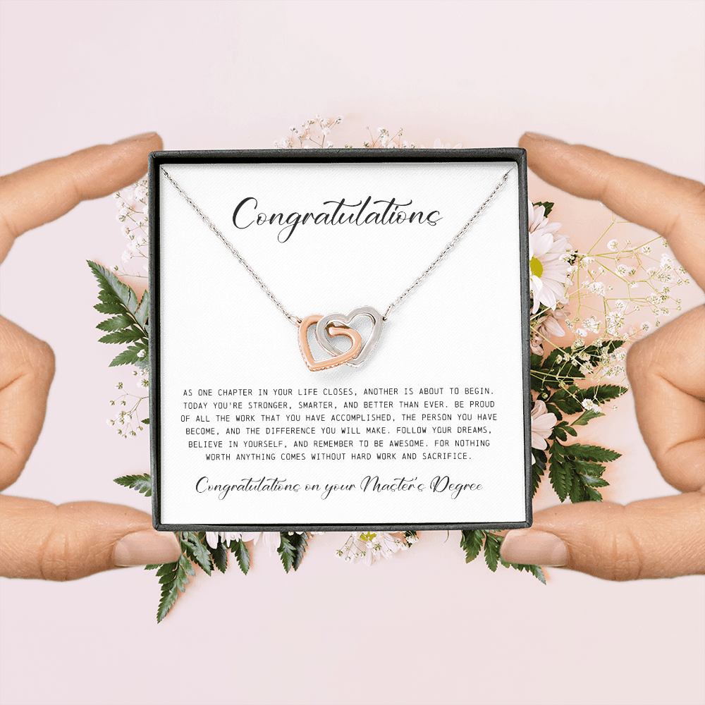 Master's Degree Gift for Her, Interlocking Hearts Necklace