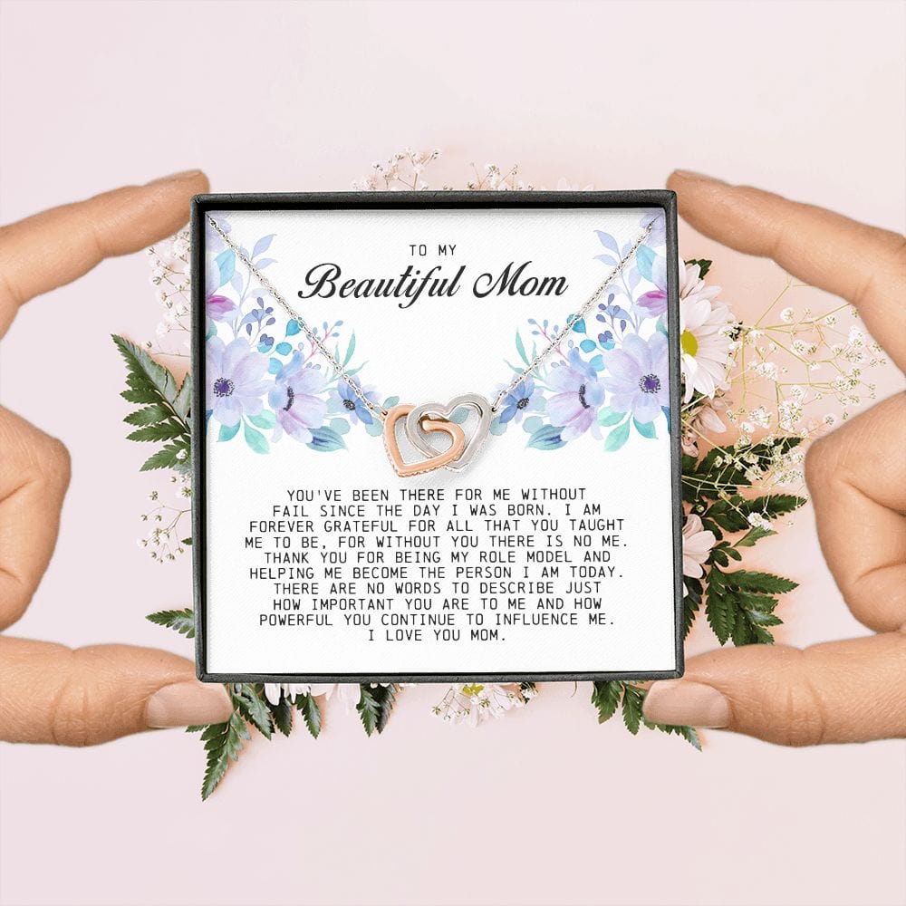 To my Beautiful Mom, Interlocking Hearts Necklace