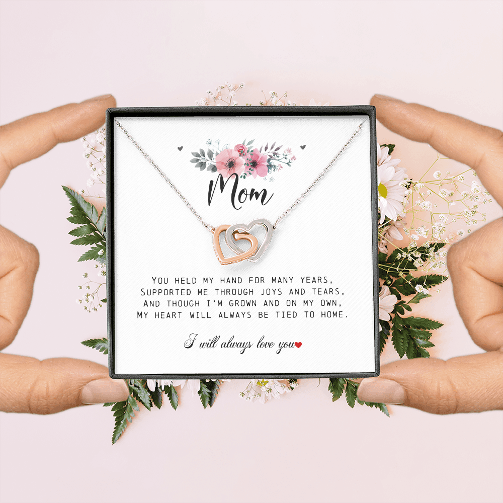 Mom Gift, Interlocking Hearts Necklace