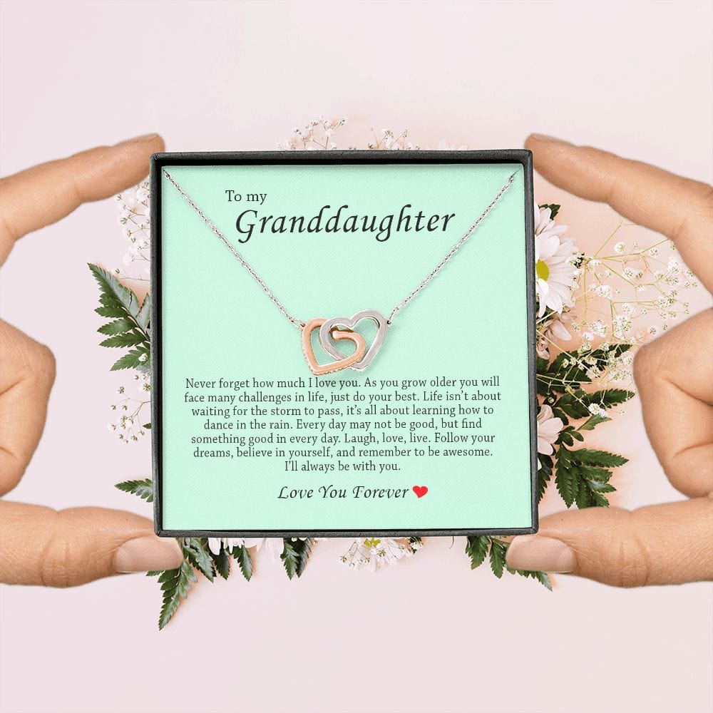 To My Granddaughter, Interlocking Hearts Necklace