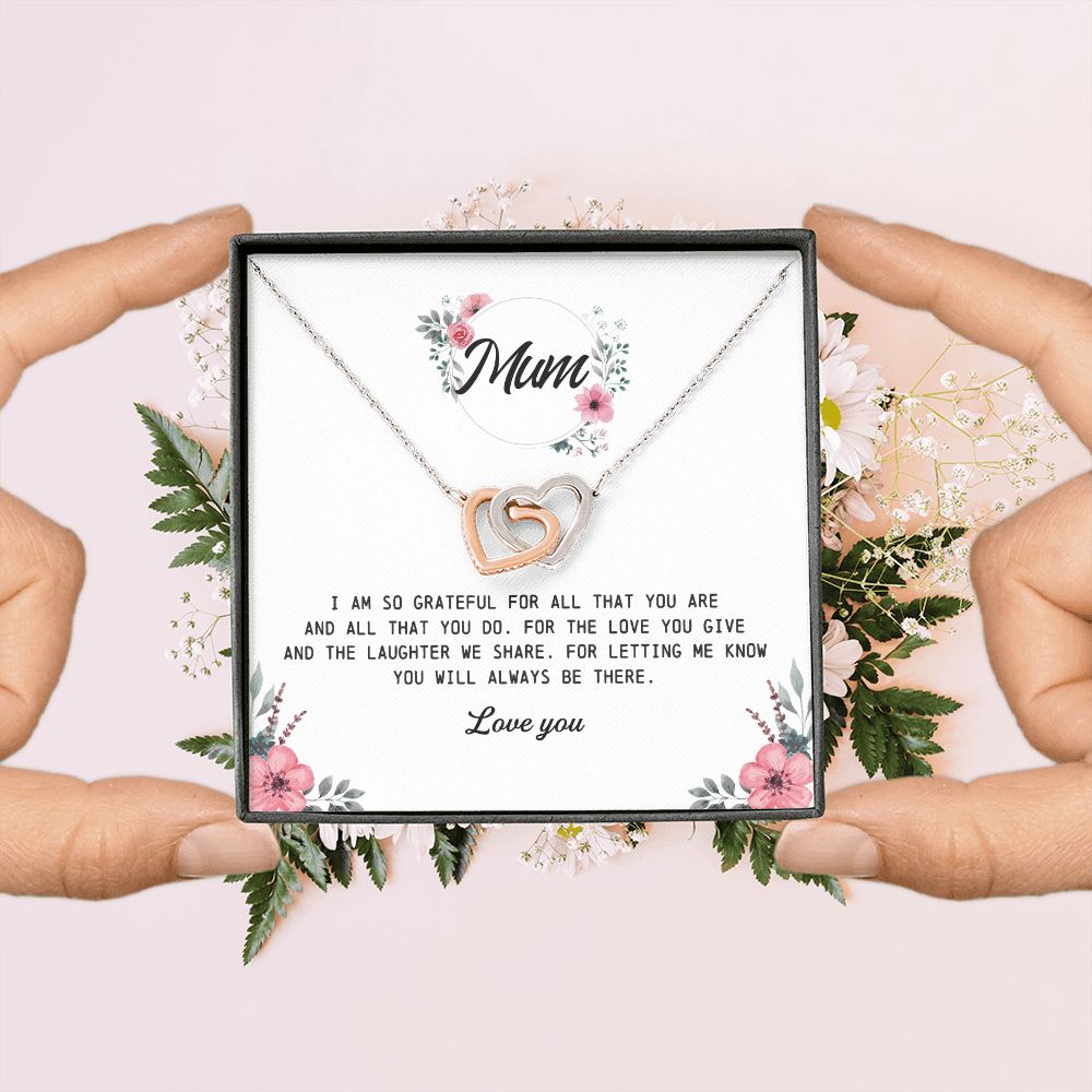 Interlocking Hearts Necklace, Mum Gift