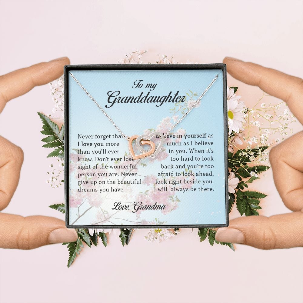 To My Granddaughter, Interlocking Hearts Necklace