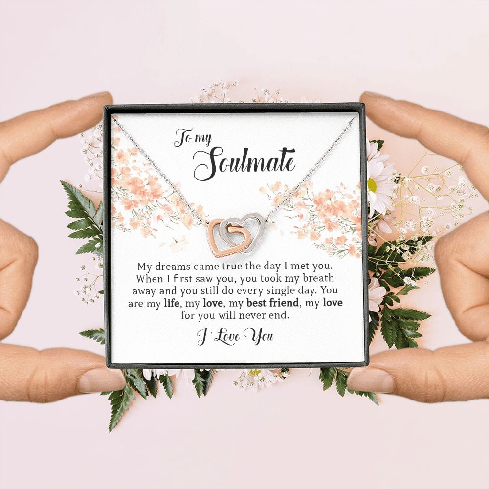 To My Soulmate, Interlocking Hearts Necklace
