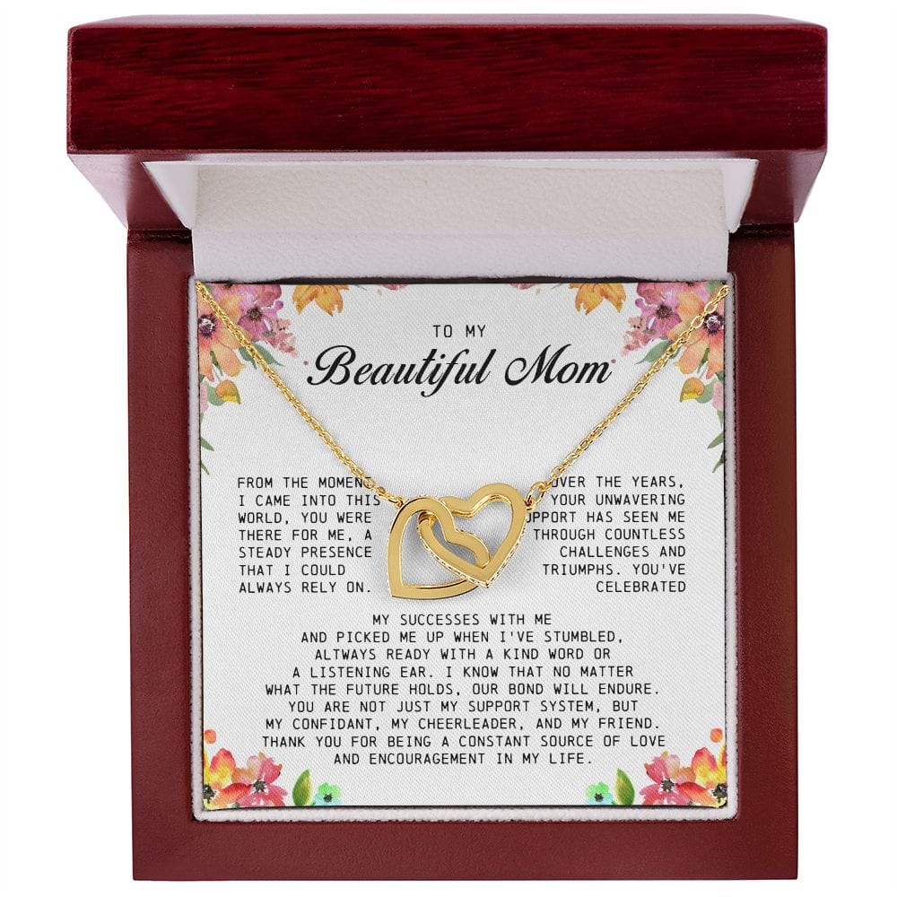 To my Beautiful Mom, Interlocking Hearts Necklace