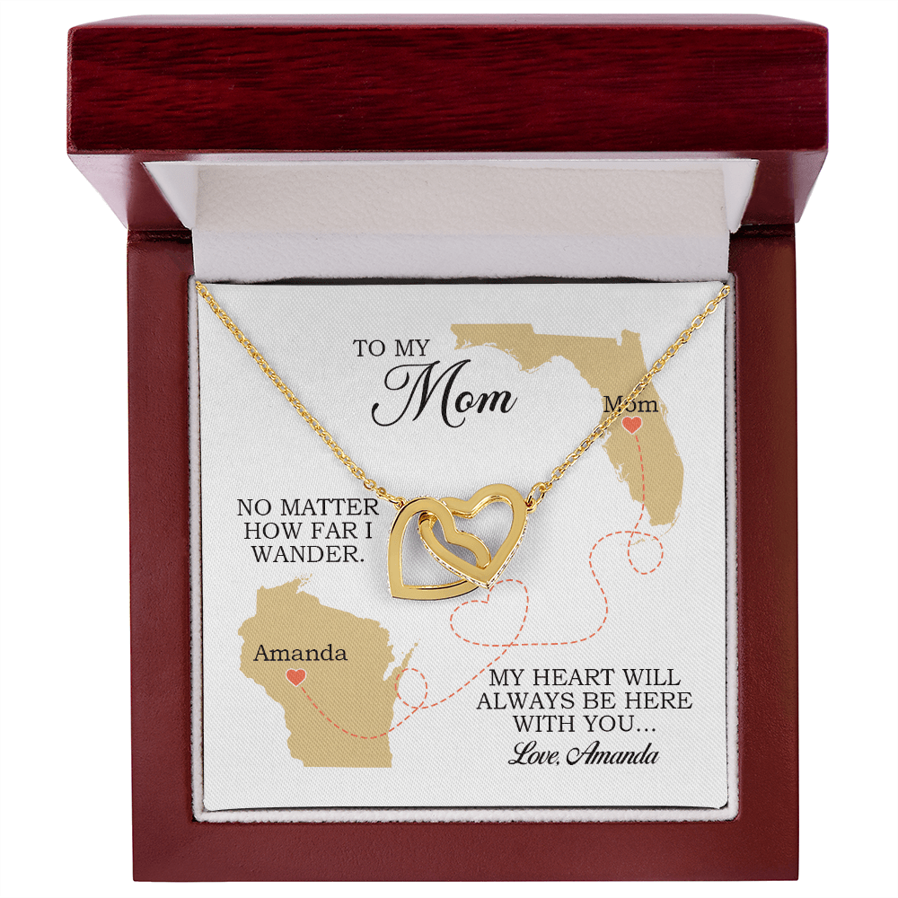 To My Mom Gift, Interlocking Hearts Necklace