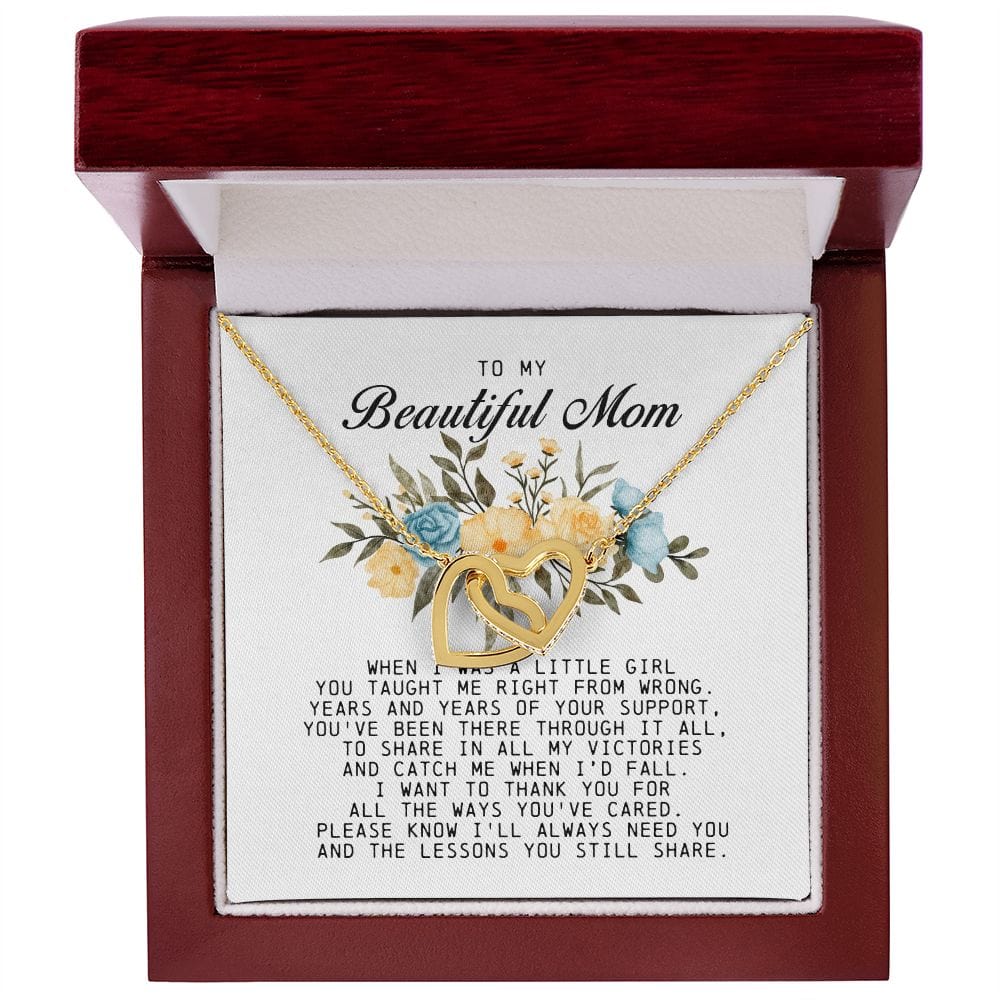 To my Beautiful Mom, Interlocking Hearts Necklace