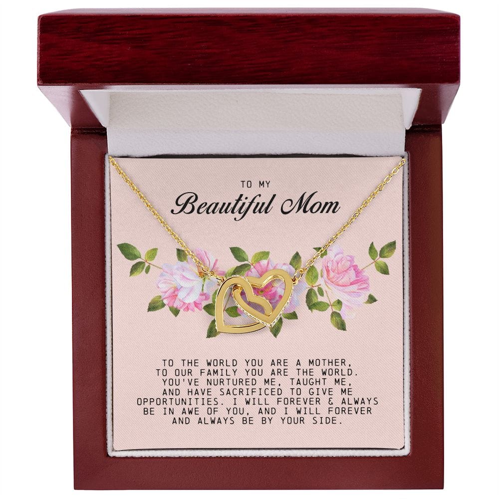 To my Beautiful Mom, Interlocking Hearts Necklace