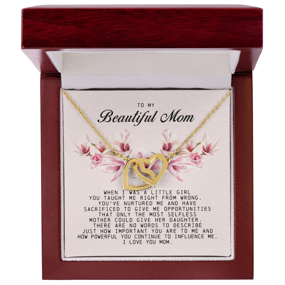 To my Beautiful Mom, Interlocking Hearts Necklace