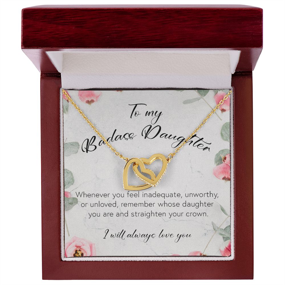 To My Badass Daughter, Interlocking Hearts Necklace