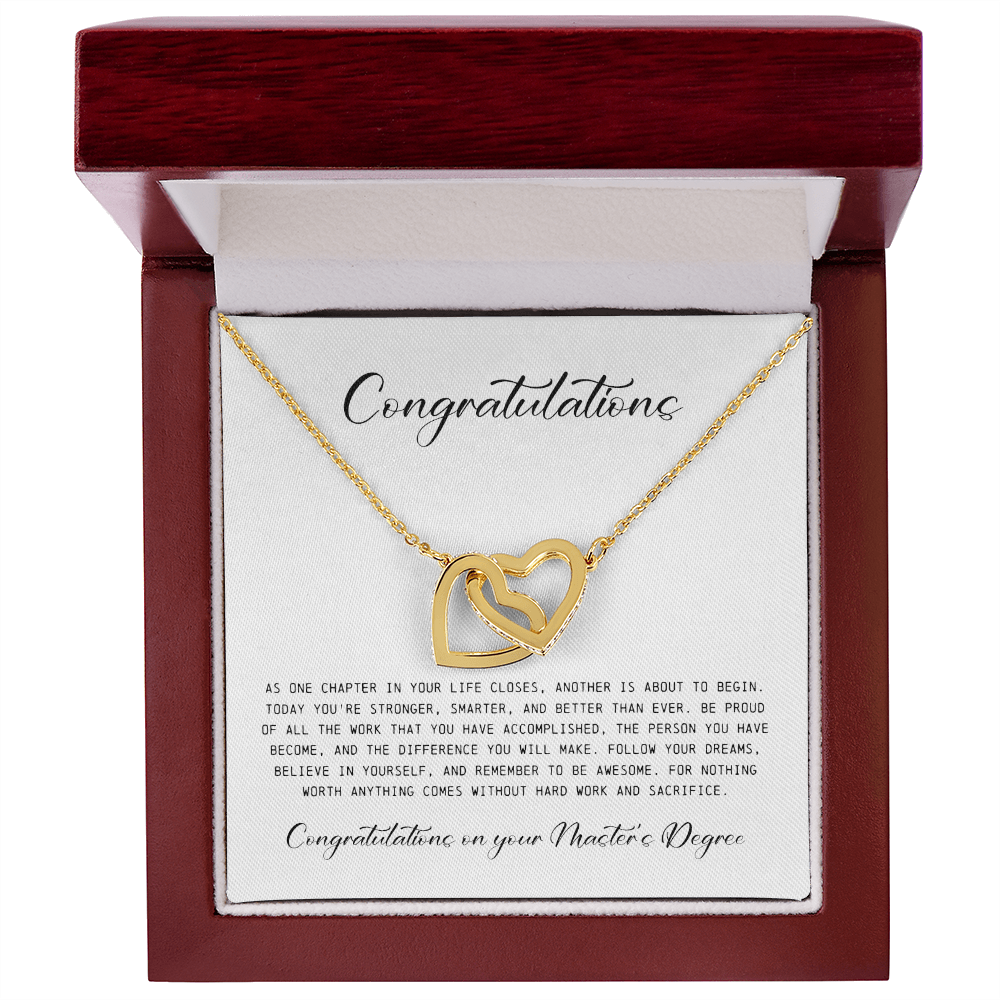 Master's Degree Gift for Her, Interlocking Hearts Necklace