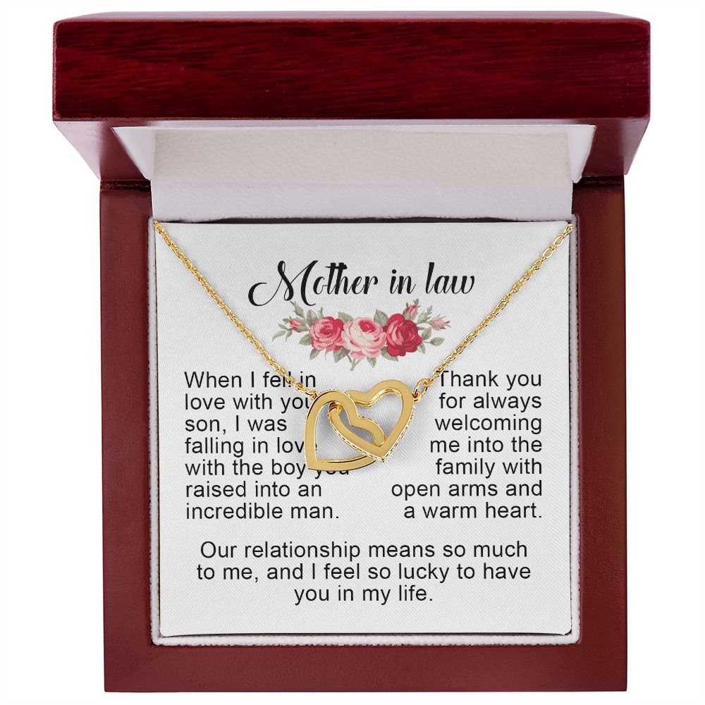Mother in Law Gift, Interlocking Hearts Necklace