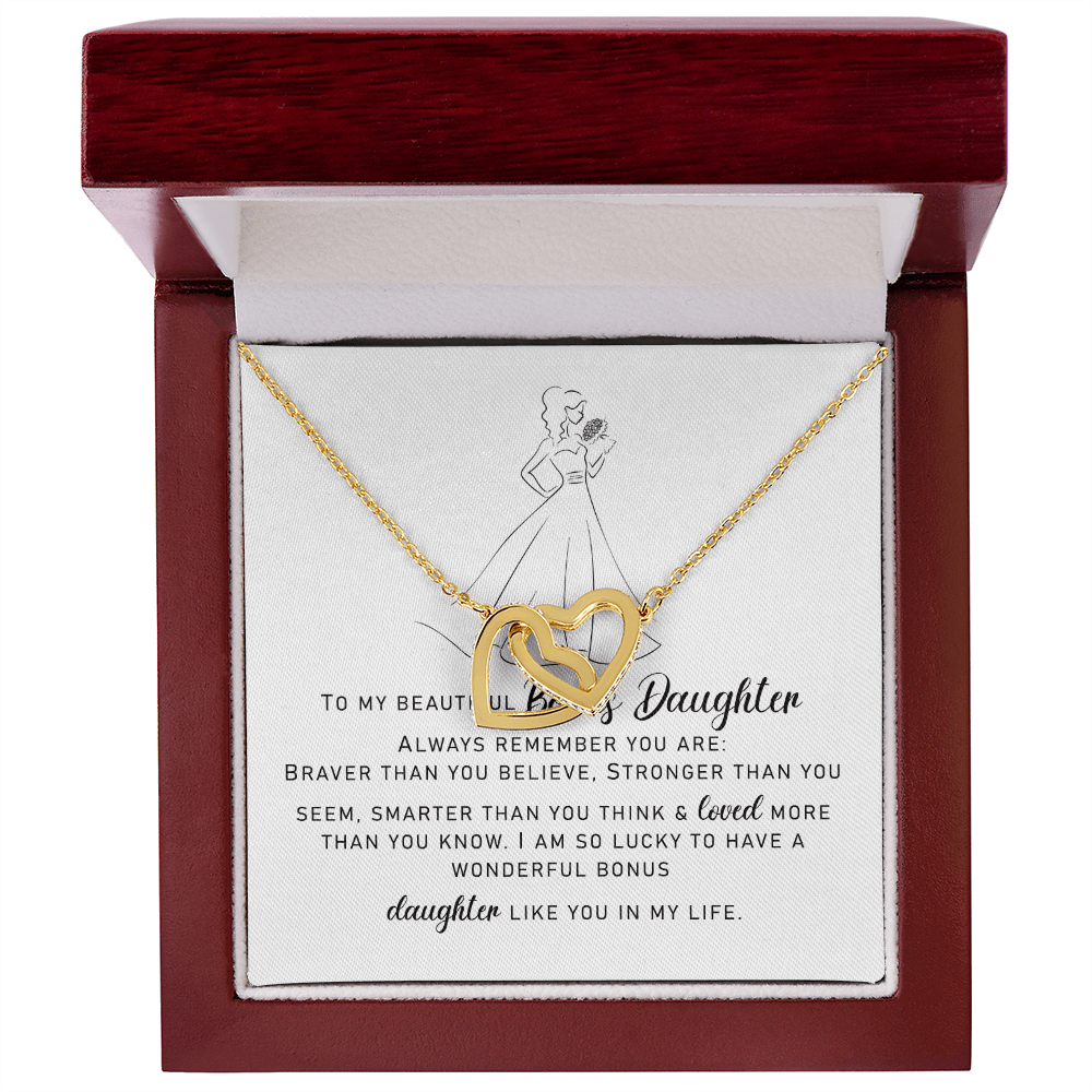 To My Bonus Daughter, Interlocking Hearts Necklace