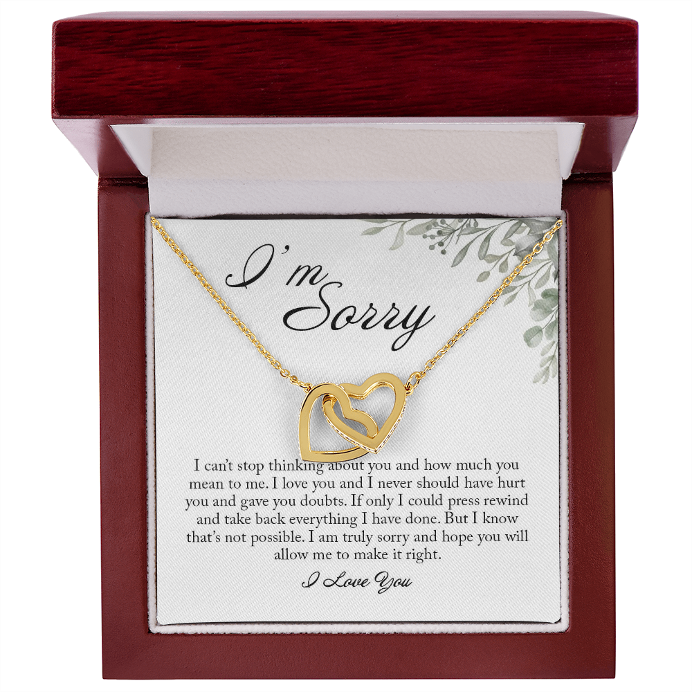 Sorry Gift for Her, Interlocking Hearts Necklace