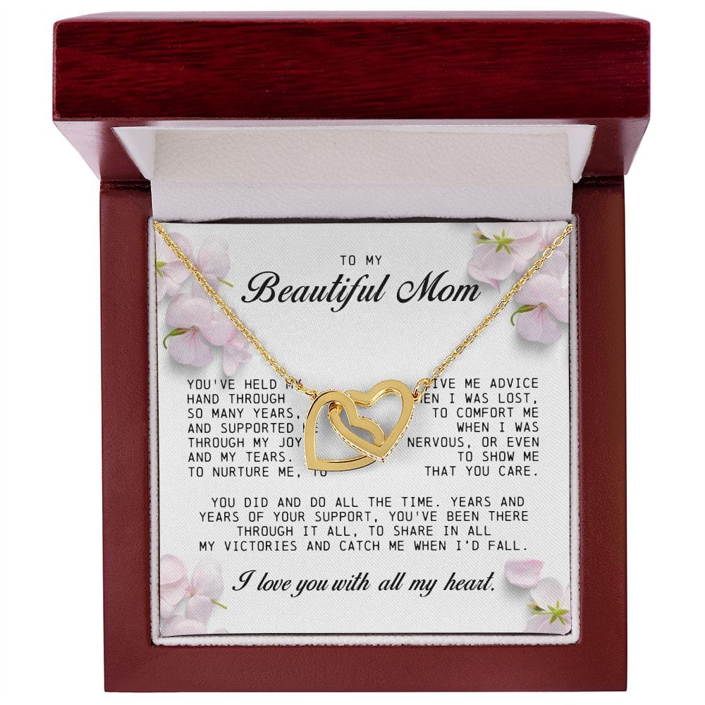To My Beautiful Mom, Interlocking Hearts Necklace