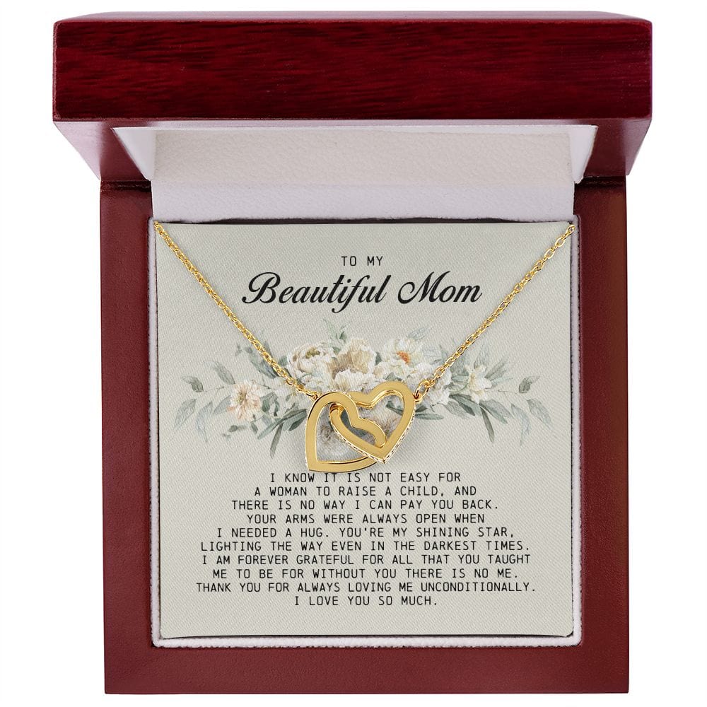 To My Beautiful Mom, Interlocking Hearts Necklace